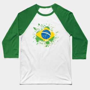 Grunge Brazilian Flag Baseball T-Shirt